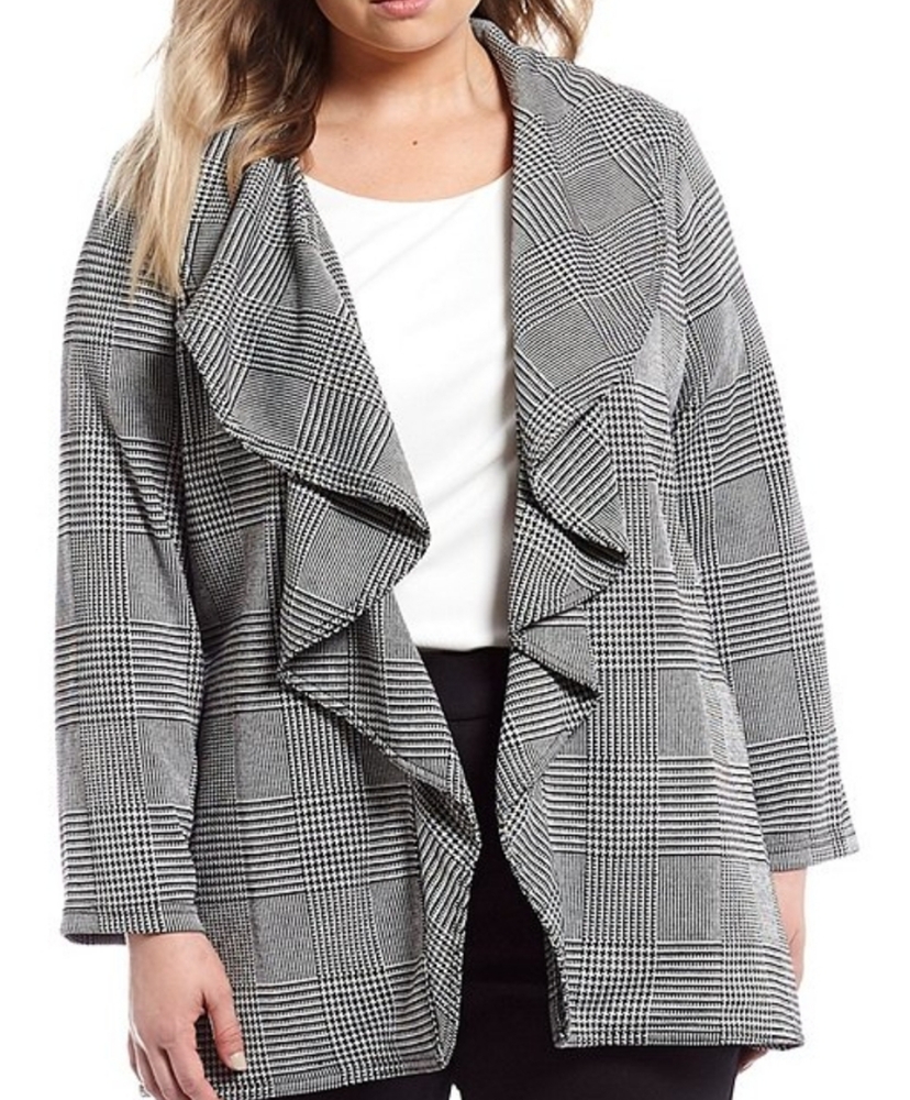 New Calvin Klein Plus Size Glen Plaid Jacket